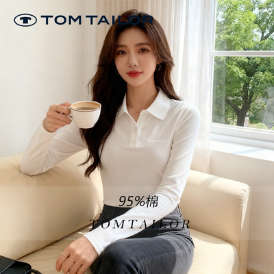 TOM TAILOR翻领polo衫春秋季休闲百搭polo衫女款长袖上衣女装T恤