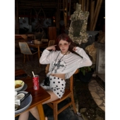 防晒长袖 海岛度假穿搭 十字架字母印花微透慵懒圆领微透罩衫 T恤女