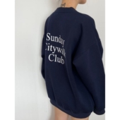 顽季 小众简约字母标语印花宽松休闲套头卫衣情侣男女同款 果 美式