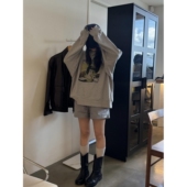 顽季 果 韩里韩气穿搭慵懒风卡通印花卫衣宽松圆领百搭女外套上衣