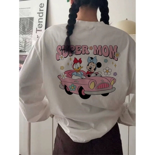 T恤女 韩系ins可爱减龄米奇黛西印花宽松纯棉百搭圆领长袖 顽季 果