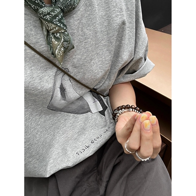 意大利手势印花短袖t恤男女同款