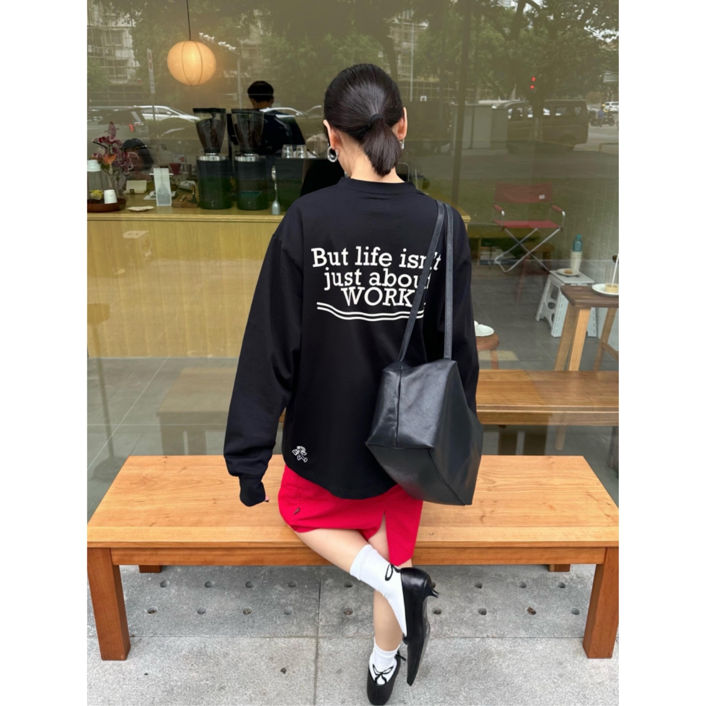 美式高级感极简风字母长袖女T恤