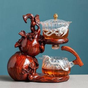 葫芦懒人泡茶器耐热玻璃冲茶壶创意轻奢半全自动功夫茶具整套