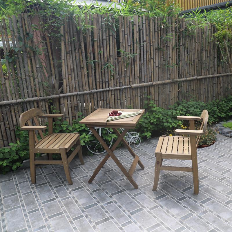 实木可折叠桌小户型户外阳台小桌餐椅简约家用茶桌正方形咖啡桌子