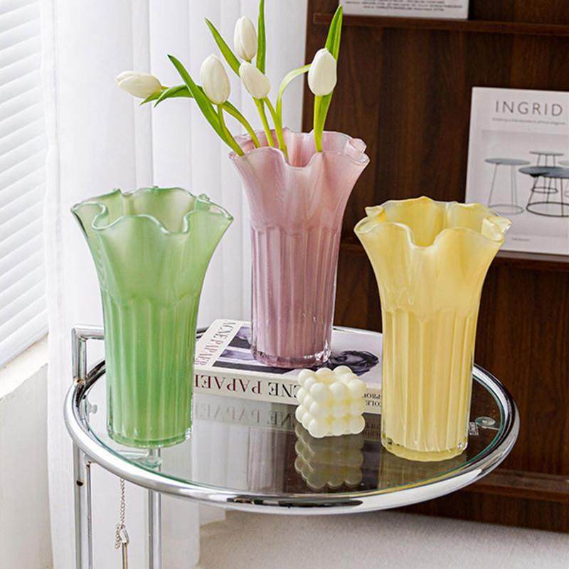 小清新简约玻璃花瓶客厅餐桌马卡龙花器水培鲜花干花家居装饰摆件