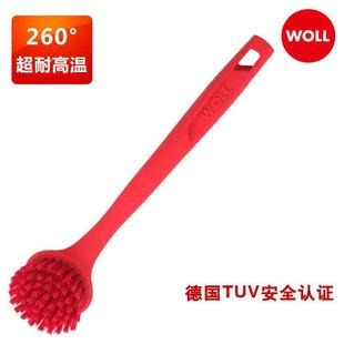 德国WOLL矽胶锅刷配件长手柄锅刷 不沾锅刷锅耐高温260度洗锅刷子
