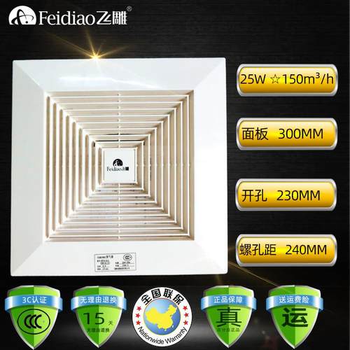 飞雕排气扇 换气扇 厨房排风卫生间吊顶吸顶式管道抽风机强力静音