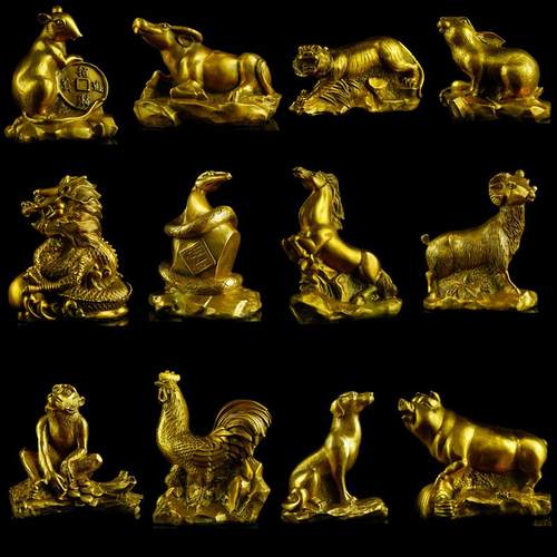 风水全套纯铜十二生肖家居摆饰属鼠牛虎属兔龙蛇马羊猴鸡狗猪金属