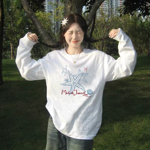 设计感小众白色长袖t恤女内搭