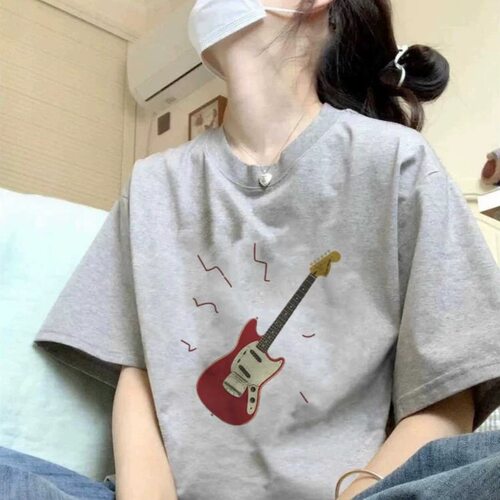 夏季纯棉灰色短袖t恤女宽松上衣