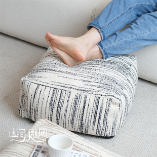 坐墩中古风方形蒲j团法式地上坐垫客厅懒人沙发沙发脚踏民宿矮凳