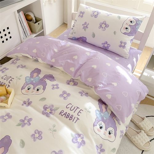 少女心全棉大学生宿舍床上三件套纯棉单人床柔软裸睡寝室床单被套