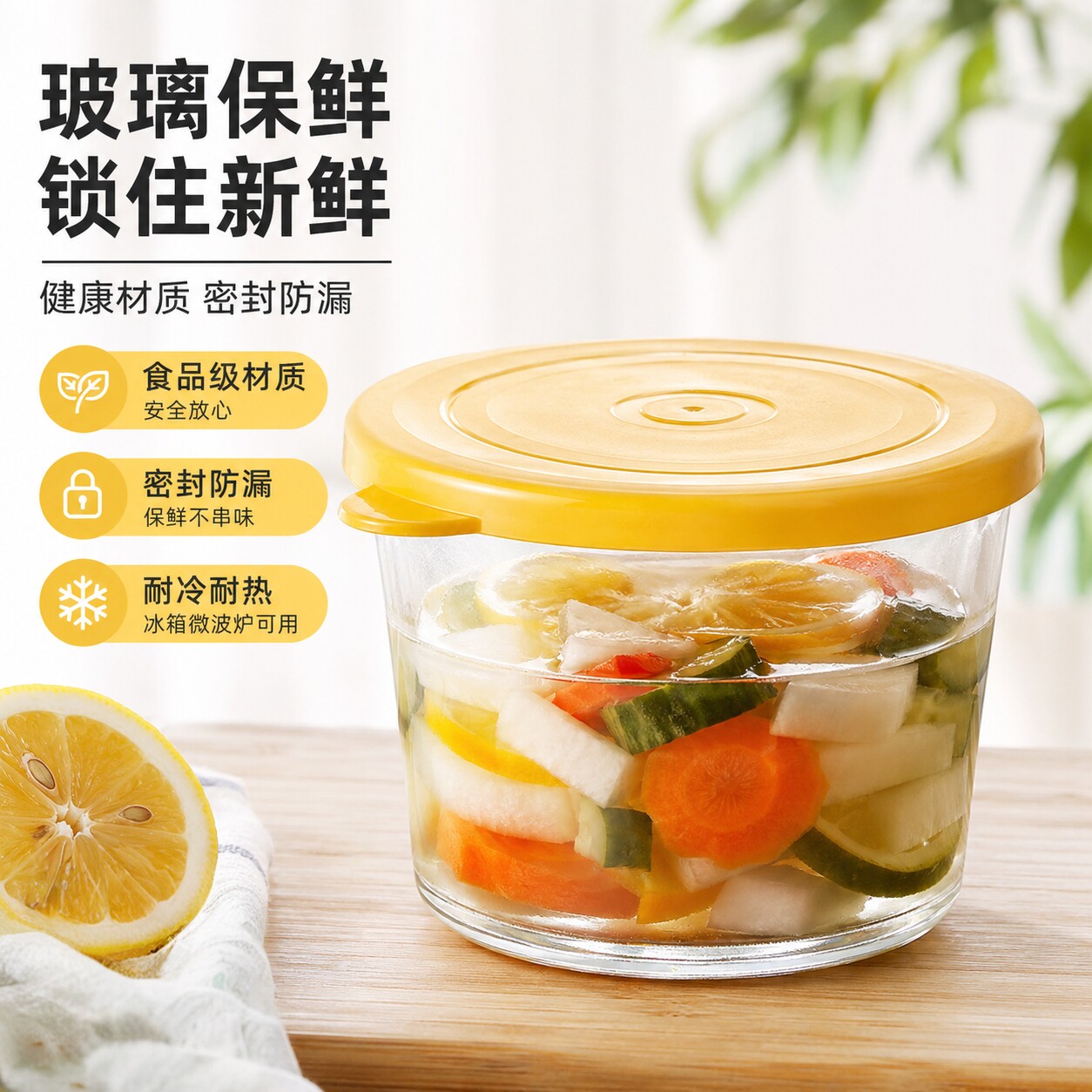 玻璃小碗带盖食品级咸菜密封罐玻璃保鲜盒冰箱小菜泡菜分装收纳盒