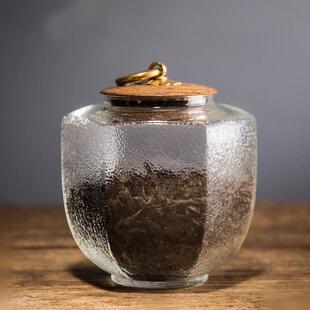 锤纹玻璃茶叶罐红茶白茶绿茶储存罐透明储物罐密封罐花茶罐子瓶子