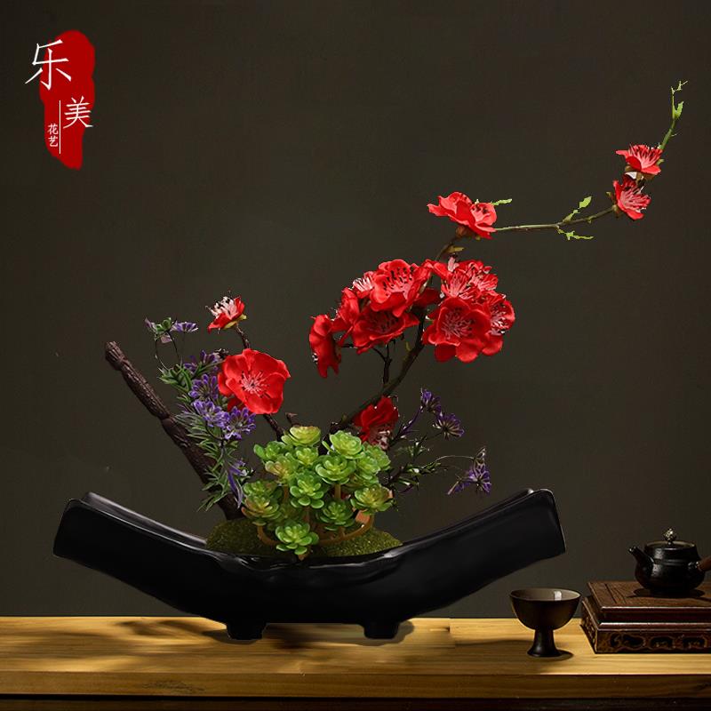 中式家居装饰彷真梅花花艺摆件餐桌花电视柜摆设腊梅假花绢花