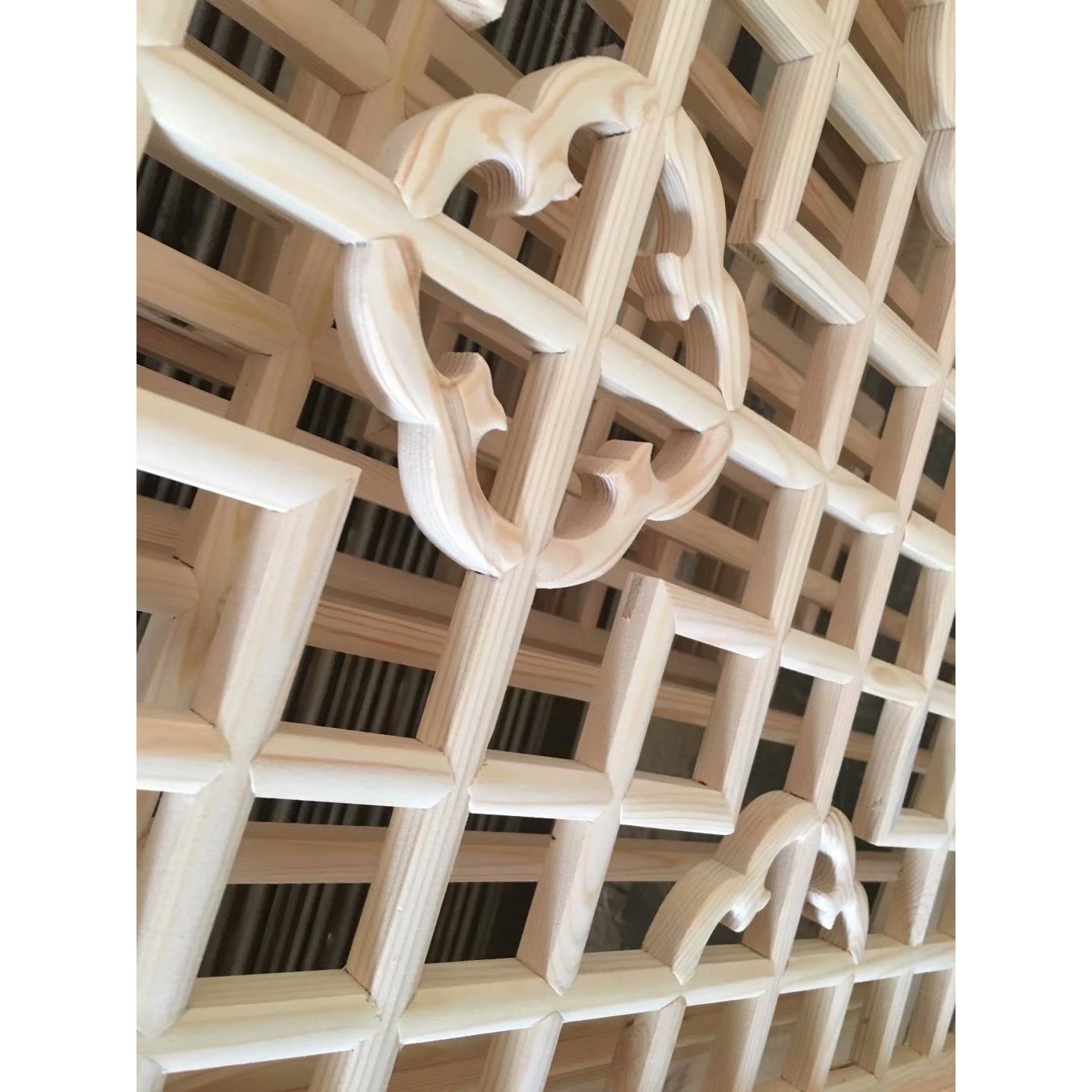 东阳木雕实木花格中式仿古门窗花八角圆形四方老窗户镂空格栅隔断