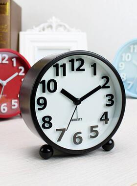 静音男孩台式钟表小型闹钟家用简约卧室无声桌面学生用儿童小台表