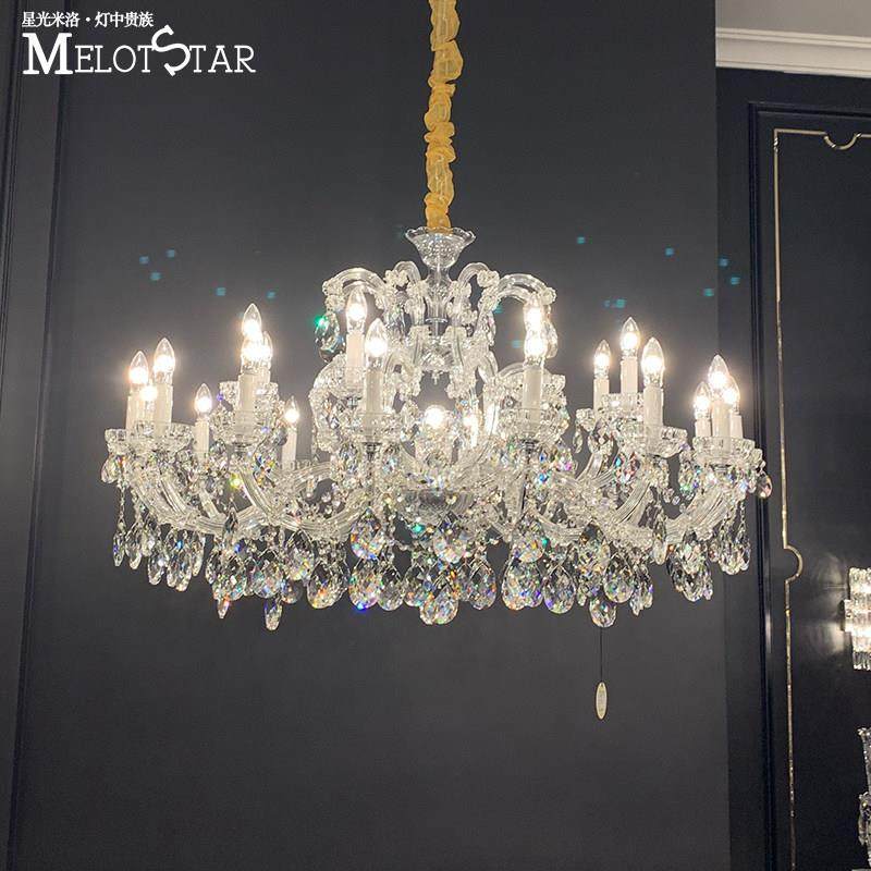 法式吊灯客厅灯复式楼大气卧室餐厅灯别墅欧式婚庆进口蜡烛水晶灯