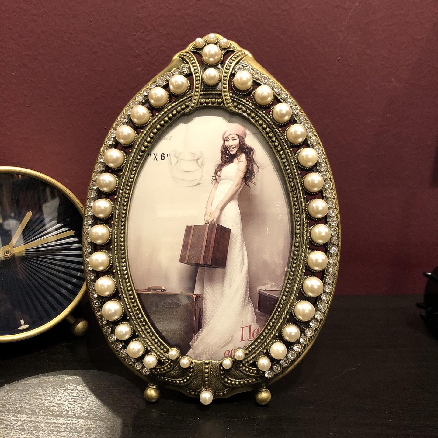 欧式覆古金属摆台相框 创意6寸7寸10寸家居装饰相框组合带洗照片