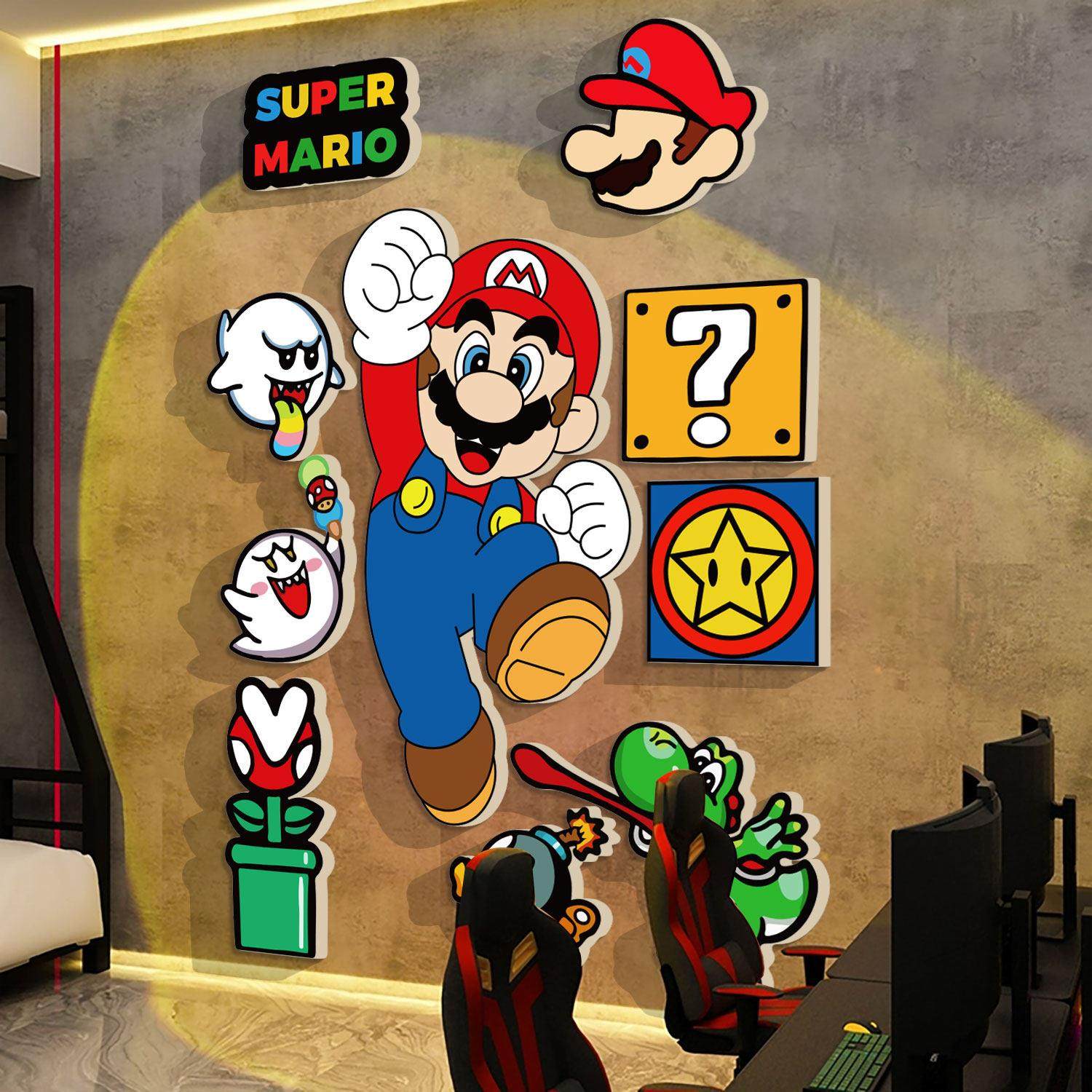 马里奥墙贴纸电竞酒店房间布置街机网吧墙面装饰网红海报挂画创意,家居饰品,文化墙贴,淘宝优惠券,粉丝福利购,淘宝优惠卷