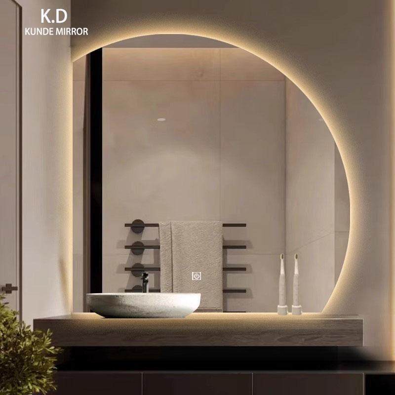 智能半圆浴室镜侧切圆壁挂异形发光镜卫生间洗手台带灯led梳妆镜,家装主材,浴室镜,淘宝优惠券,粉丝福利购,淘宝优惠卷