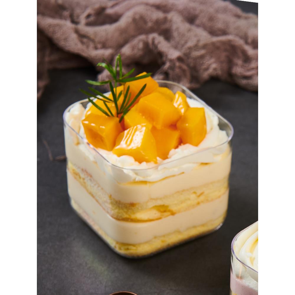 慕斯杯布丁杯食品级蛋糕杯塑料一次性杯子带盖透明木糠杯方形透明