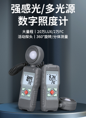 韦度数字式照度计测光仪0-20万LUX高精度流明测试仪光亮度检测仪