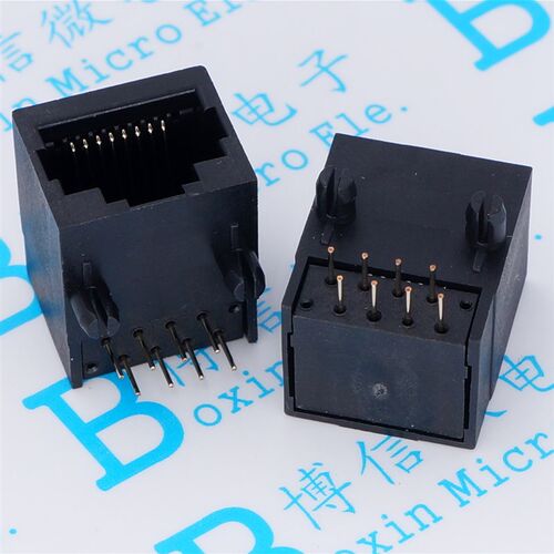 RJ45 18.3 全塑 58全塑 以太网母座 网络接口 8脚 黑色塑料 15*18