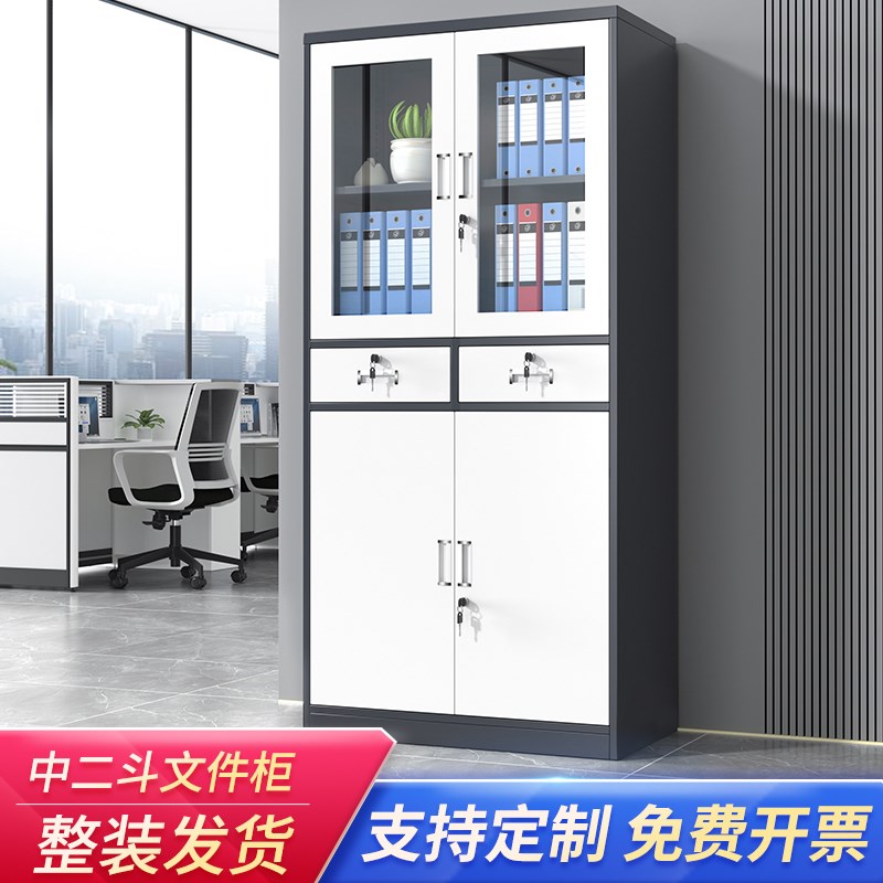 上海钢制办公室文件柜铁皮带锁书柜员工资料凭证档案柜财务票据柜