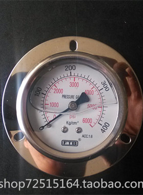 EPS泡沫成型机耐震压力表FTB充油液压表0-400kg螺纹1/4PT轴向带边