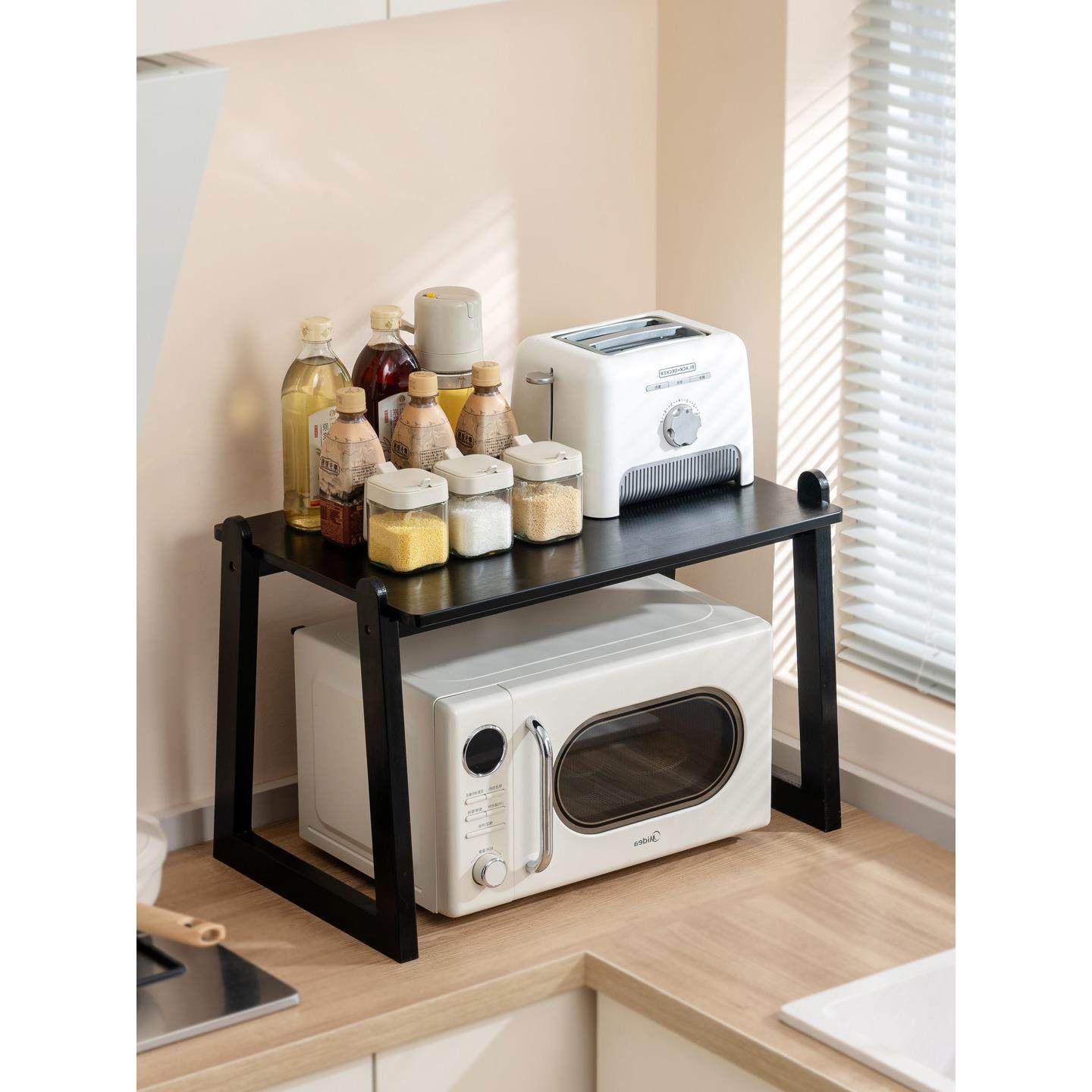 厨房微波炉置物架家用烤箱架子台面桌面咖啡机电饭煲收纳架子实木,厨房/烹饪用具,微波炉置物架,淘宝优惠券,粉丝福利购,淘宝优惠卷