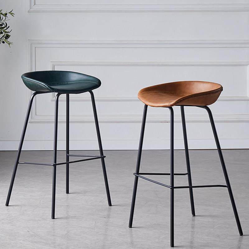 北欧家用高脚凳现代简约铁艺轻奢马鞍皮酒吧椅吧凳创意咖啡厅吧椅,住宅家具,家用高脚椅,淘宝优惠券,粉丝福利购,淘宝优惠卷