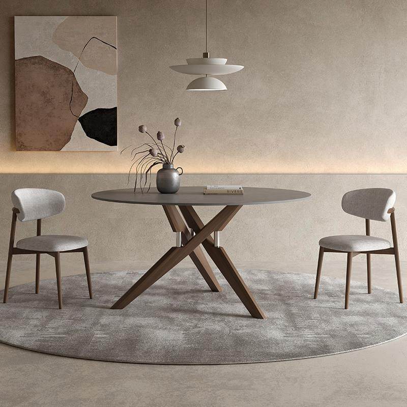 实木圆桌岩板餐桌圆形带转盘现代简约侘寂风白蜡木胡桃色繁枝餐桌,住宅家具,岩板餐桌,淘宝优惠券,粉丝福利购,淘宝优惠卷