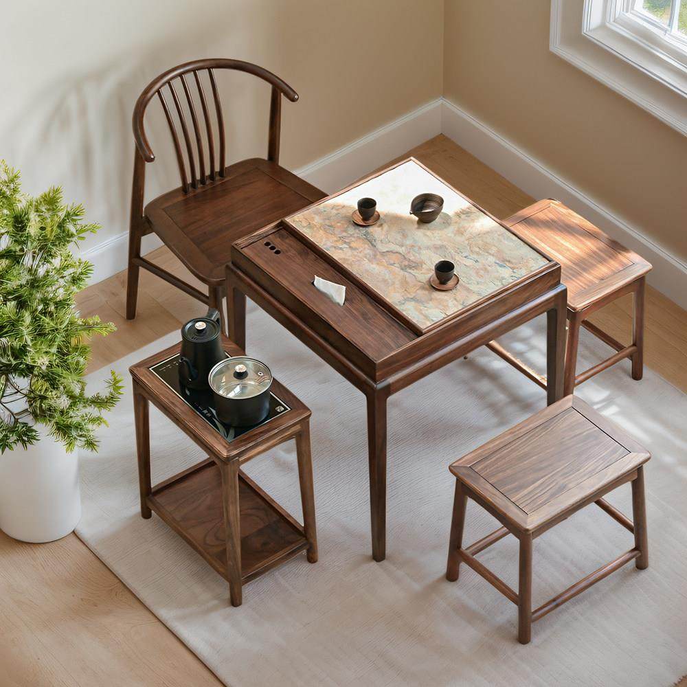 阳台小型茶桌新中式黑胡桃木色茶几实木简约家用休闲禅意方形茶台,住宅家具,家用茶台/茶桌,淘宝优惠券,粉丝福利购,淘宝优惠卷