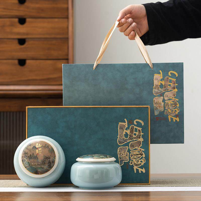 中式高档陶瓷茶叶罐密封罐茶罐防潮储存罐礼盒包装空盒子通用定制,餐饮具,茶叶罐,淘宝优惠券,粉丝福利购,淘宝优惠卷