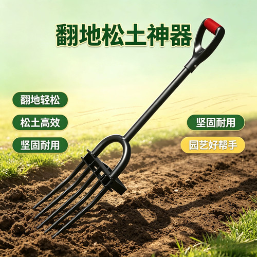 翻地松土神器人工开荒翻土钢叉子
