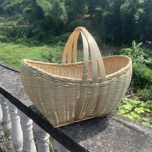 菜水果篮家用收纳筐手工果盘小竹制品竹筐 竹编手提篮竹篮鸡蛋篮装