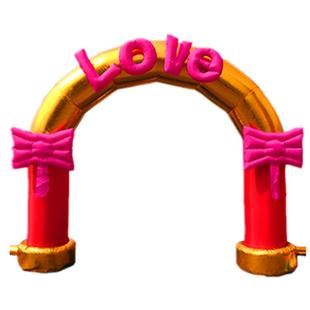 3米love粉色小花门婚庆幸福通道迎宾鼓风机婚礼充气拱门喜庆气模