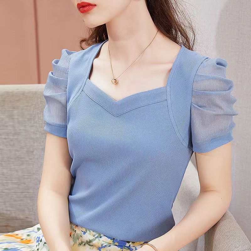 【修身显瘦】莫代尔冰丝短袖t恤女2025新款夏季白色体恤宫廷风泡