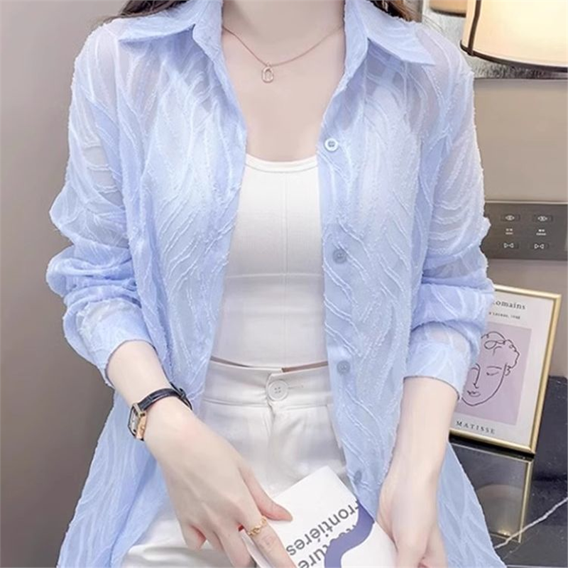 长袖衬衫防晒衣女夏季小香风新款大码宽松薄款透气开衫外套上衣
