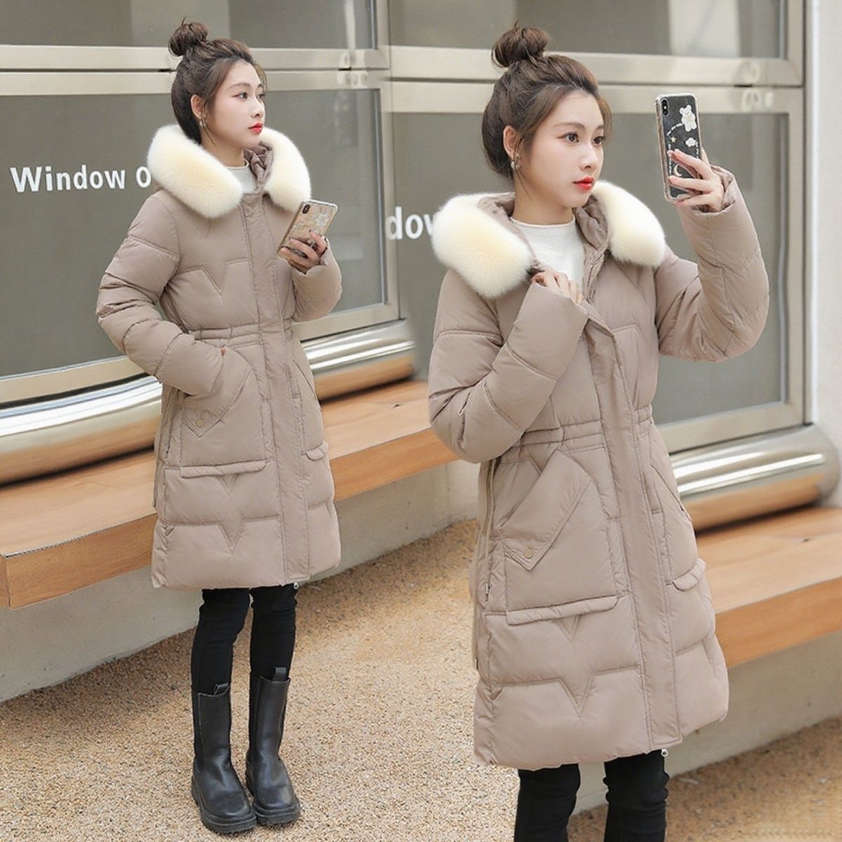 女2024新款洋气中长棉衣大