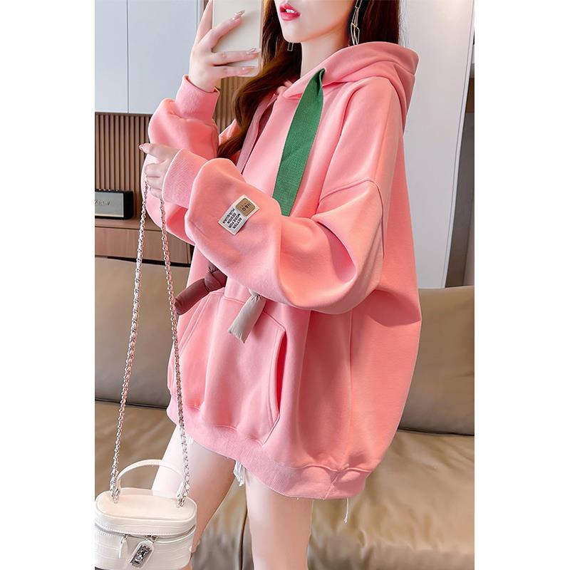 连帽卫衣女秋冬韩版宽松洋气时尚慵懒风上衣ins加绒加厚设计外套