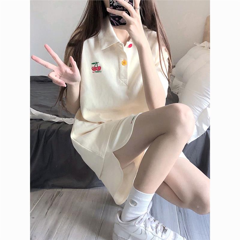 日系学院风休闲运动服套装女夏季polo短袖显瘦宽松韩版学生两件套