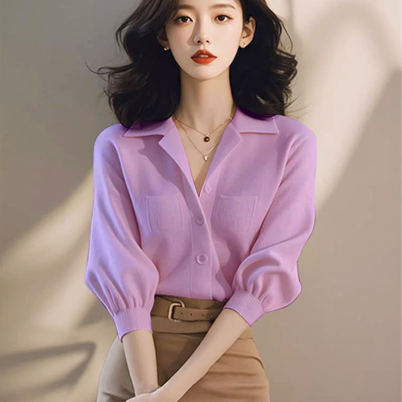 夏季穿搭2025漂亮女装高端时尚轻奢高级感针织衫半袖上衣通勤薄款
