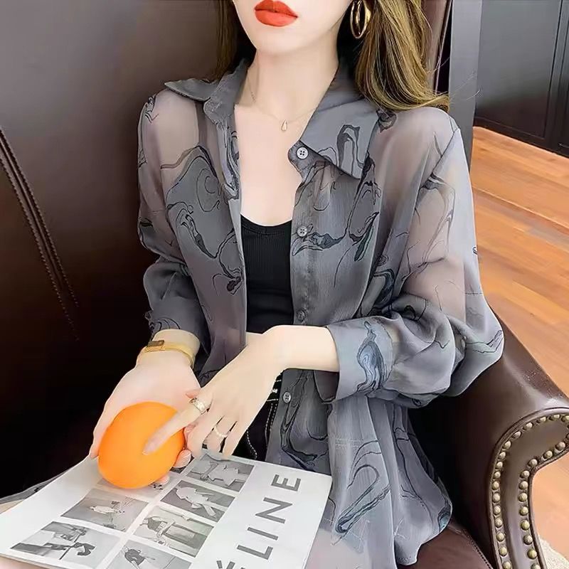 夏季薄款雪纺衬衫2025新款长袖防晒女外穿百搭