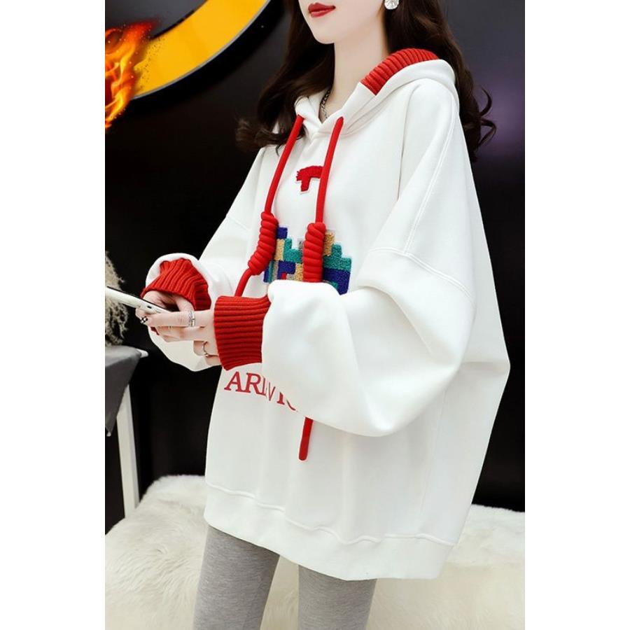 休闲百搭连帽卫衣女慵懒风