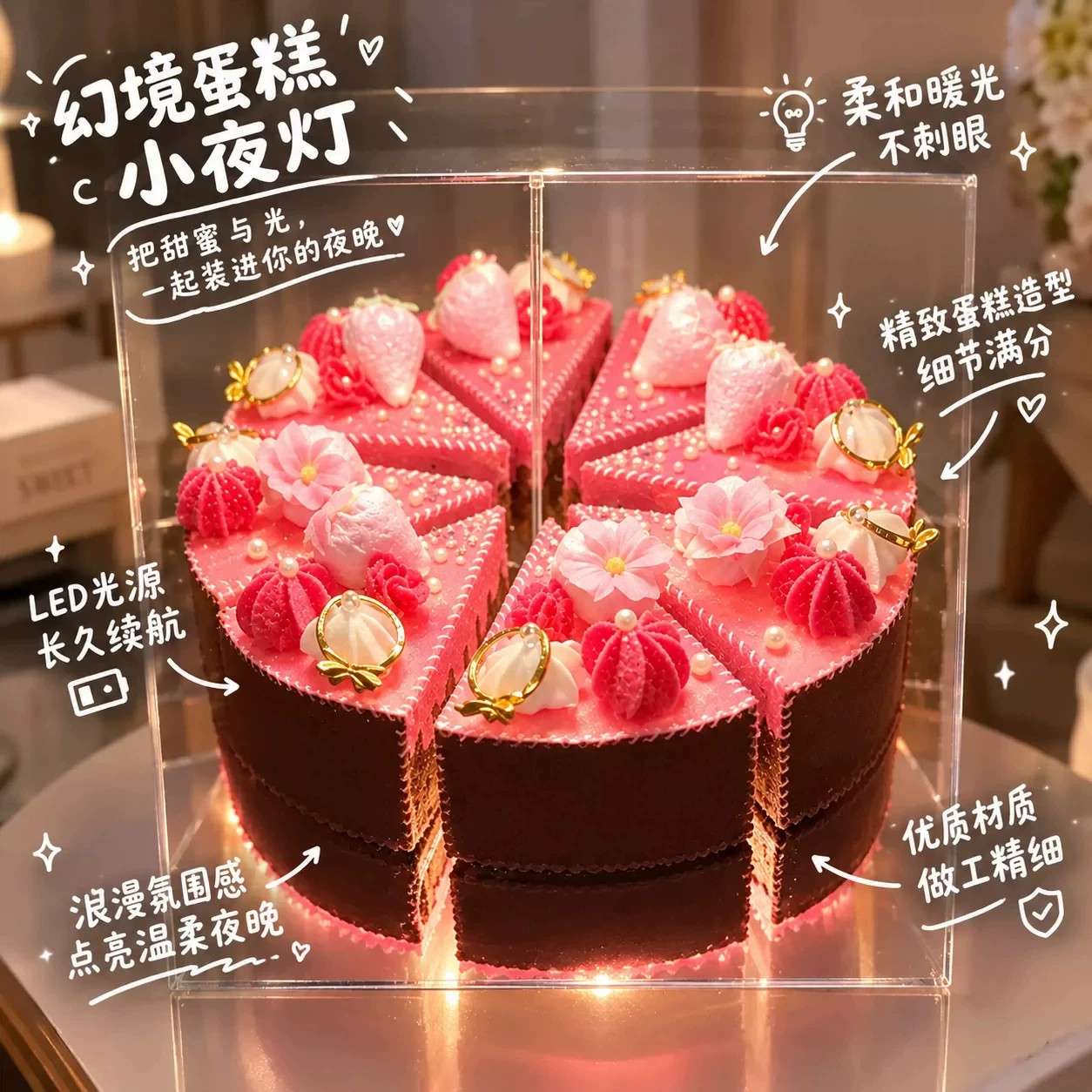 立体幻境旋转不织布蛋糕diy材料包小夜灯手工生日礼物创意送朋友