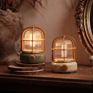 顽豹复古小夜灯舱壁LED灯充电式护眼灯原创意灯卧室阅读桌面装饰