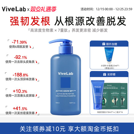 vivelab控油洗发水生物素肽洗发水缓解脱发强韧固发温和清洁头皮